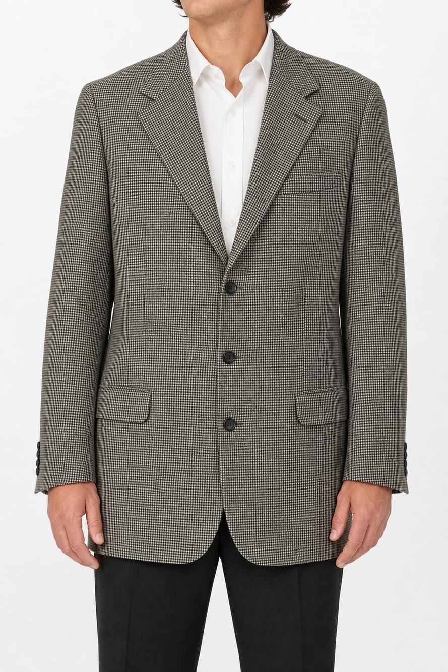 Chiavari Men's 44L Wool Houndstooth 3-Button Sport Coat Blazer Made in Italy